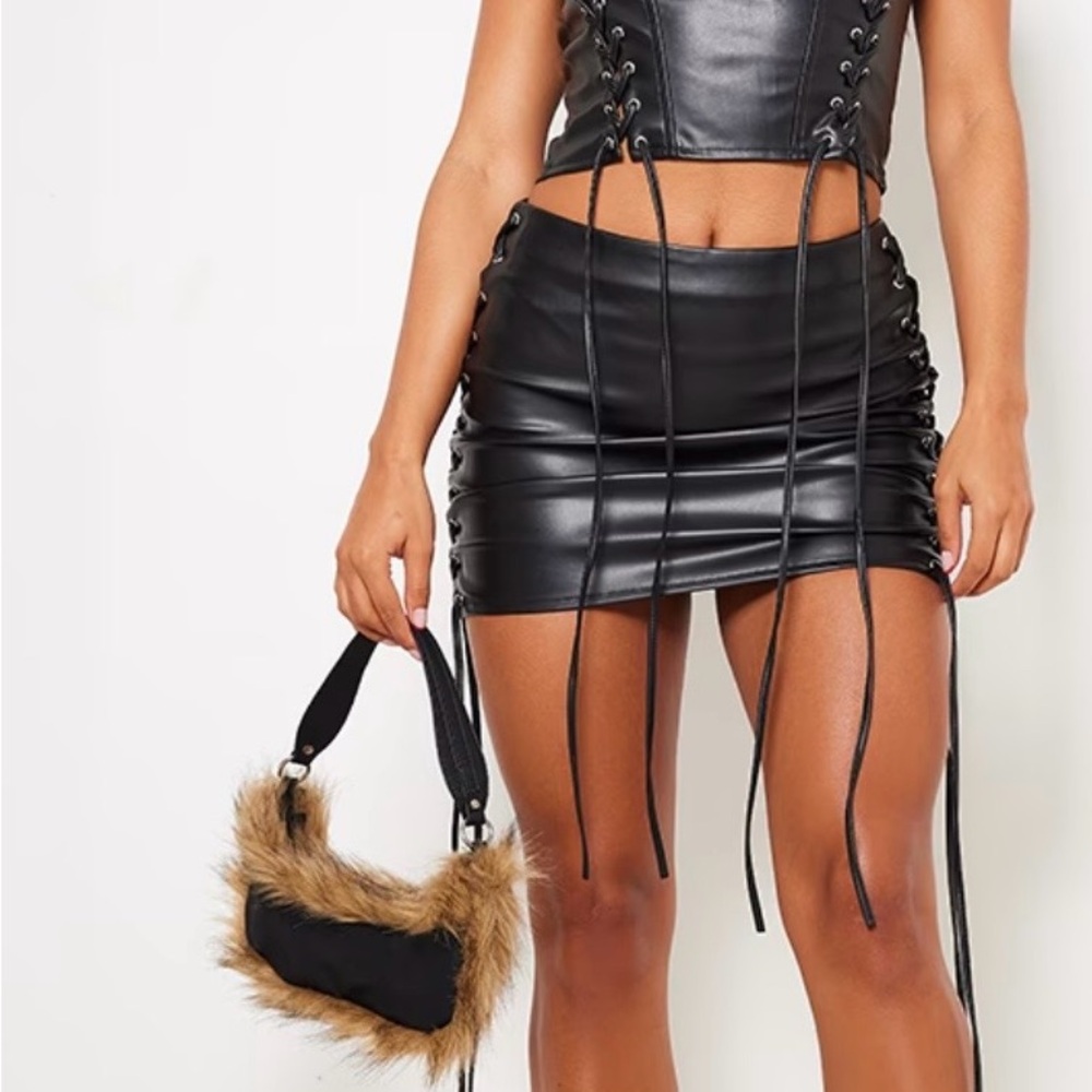 PrettyLittleThing Black Faux Leather Mini Skirt
